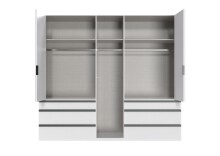 Falttürenschrank >OXFORD< in WEISS mit Spiegel - 250x216x58cm (BxHxT)