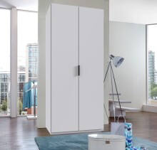 Falttürenschrank >OXFORD< in WEISS - 100x236x58cm (BxHxT)