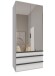 Falttürenschrank >OXFORD< in WEISS mit Spiegel - 100x236x58cm (BxHxT)