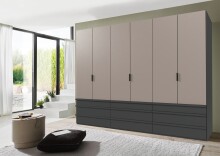 Falttürenschrank >OXFORD< in Saharagrau / Grafit - 300x216x58cm (BxHxT)