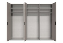Falttürenschrank >OXFORD< in Saharagrau / Grafit / Spiegel - 300x236x58 (BxHxT)