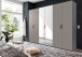 Falttürenschrank >OXFORD< in Saharagrau / Grafit / Spiegel - 300x236x58 (BxHxT)