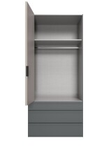 Falttürenschrank >OXFORD< in Türen Saharagrau / Grafit - 100x236x58cm (BxHxT)
