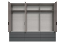 Falttürenschrank >OXFORD< in Türen Saharagrau / Grafit - 300x236x58cm (BxHxT)