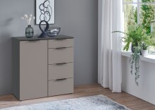 Kommode >OXFORD< in Saharagrau, Korpus Graphit - 81x84x41cm (BxHxT)