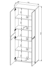 Aktenschrank >Memphis< in Artisan Eiche Dekor / Graphit - 75x197x38 (BxHxT)