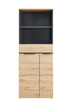 Aktenschrank >Memphis< in Artisan Eiche Dekor / Graphit - 75x197x38 (BxHxT)