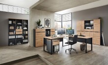 Aktenschrank >Memphis< in Artisan Eiche Dekor / Graphit - 75x197x38 (BxHxT)