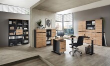 Aktenschrank >Memphis< in Artisan Eiche Dekor / Graphit - 75x122x38 (BxHxT)
