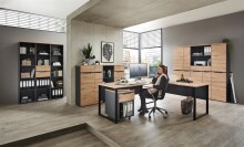 Aktenschrank >Memphis< in Artisan Eiche Dekor / Graphit - 45x122x38 (BxHxT)
