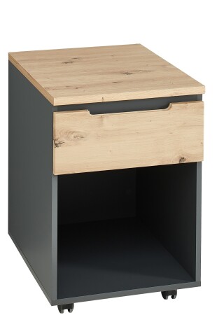 Rollcontainer >Memphis< in Artisan Eiche Dekor / Graphit - 45x66x55 (BxHxT)