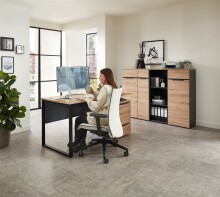 Rollcontainer >Memphis< in Artisan Eiche Dekor / Graphit - 45x66x55 (BxHxT)