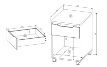 Rollcontainer >Memphis< in Artisan Eiche Dekor / Graphit - 45x66x55 (BxHxT)