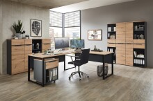 Rollcontainer >Memphis< in Artisan Eiche Dekor / Graphit - 45x66x55 (BxHxT)