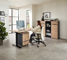 Rollcontainer >Memphis< in Artisan Eiche Dekor / Graphit - 45x66x55 (BxHxT)