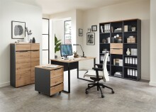 Rollcontainer >Memphis< in Artisan Eiche Dekor / Graphit - 45x66x55 (BxHxT)