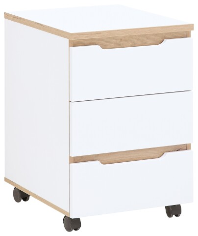 Rollcontainer >Memphis< in Weiß / Artisan Eiche Dekor - 45x66x55 (BxHxT)