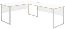 Eckschreibtisch >Memphis< in Weiß / Artisan / silber - 223x77x170 (BxHxT)