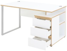 Schreibtisch >Memphis< in Weiß / Artisan / silber - 150x77x73 (BxHxT)