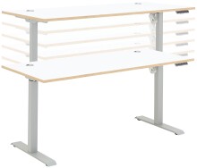 Schreibtisch >Memphis< höhenverstellbar, Weiß / Artisan / silber - 160x72/120x77 (BxHxT)