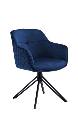 Armlehnstuhl >Emma< (1stk) drehbar, in blau / schwarz - 59x82x62 (BxHxT)