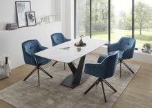 Armlehnstuhl >Emma< (1stk) drehbar, in blau / schwarz - 59x82x62 (BxHxT)