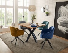 Armlehnstuhl >Emma< (1stk) drehbar, in blau / schwarz - 59x82x62 (BxHxT)
