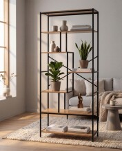 Regal >Trelleborg< in Dekor Artisan Oak / schwarz - 75x180,5x30 (BxHxT)
