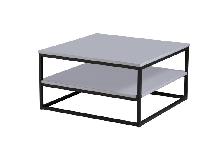 Couchtisch >Tilda 2< in grau, schwarz, MDF, Metall - 75x40x75cm (BxHxT)