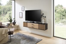 Lowboard >Filipo< in Artisan Eiche Dekor,schwarz - 160x32x31cm (BxHxT)