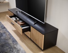 Lowboard >Filipo< in Artisan Eiche Dekor,schwarz - 160x32x31cm (BxHxT)