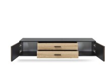 Lowboard >Filipo< in Artisan Eiche Dekor,schwarz - 160x32x31cm (BxHxT)