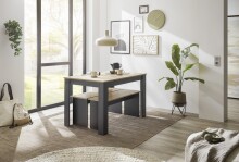 Essgruppe >Maria< (3-tlg.) in Artisan Eiche Dekor, anthrazit - 120x75x80 (BxHxT)