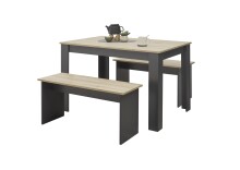 Essgruppe >Maria< (3-tlg.) in Artisan Eiche Dekor, anthrazit - 120x75x80 (BxHxT)