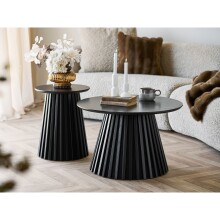 Beistelltisch >Osaka< in Schwarz, Eichenfurnier, MDF - 50x40cm (HxD)