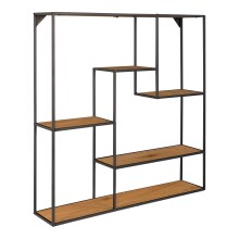 Wandregal >Vita< in Eiche Dekor, Stahl / Melaminfolie - 85x85x18cm (BxHxT)