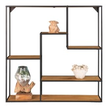 Wandregal >Vita< in Eiche Dekor, Stahl / Melaminfolie - 85x85x18cm (BxHxT)