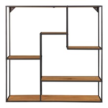 Wandregal >Vita< in Eiche Dekor, Stahl / Melaminfolie - 85x85x18cm (BxHxT)