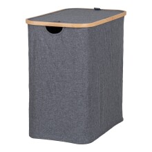 Wäschekorb >Noto< in Dunkelgrau, Bambus, Polyester - 54x54x33cm (BxHxT)