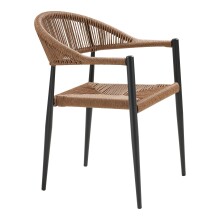 Gartenstuhl >Canari< (2er-Set) in Natur / Schwarz - 57x78x60 (BxHxT)