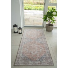 Teppich >Havanna< in Blau / Orange, Chenille-Polyester - 80x1x200cm (BxHxT)