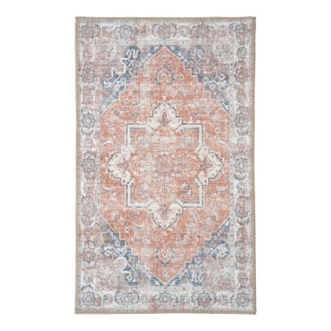 Fußmatte >Havanna< in Blau / Orange, Chenille-Polyester - 50x1x80cm (BxHxT)