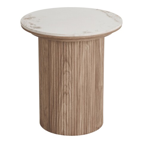 Beistelltisch >Athens< in Weiss / Dunkelbraun, Keramik, MDF, Dekor - 50x45 (HxD)