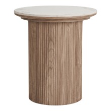 Beistelltisch >Athens< in Weiss / Dunkelbraun, Keramik, MDF, Dekor - 50x45 (HxD)
