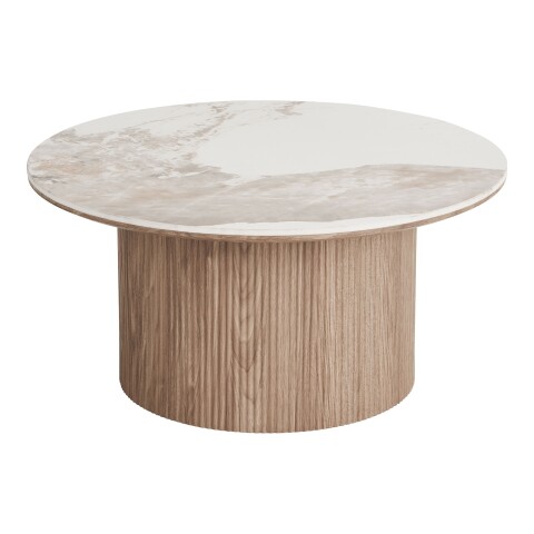 Couchtisch >Athens< in weiss / Dunkelbraun, Keramik, MDF, Dekor - 40x80cm (HxD)