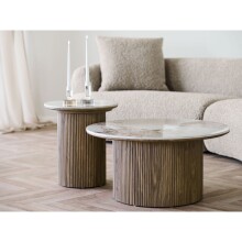 Couchtisch >Athens< in weiss / Dunkelbraun, Keramik, MDF, Dekor - 40x80cm (HxD)