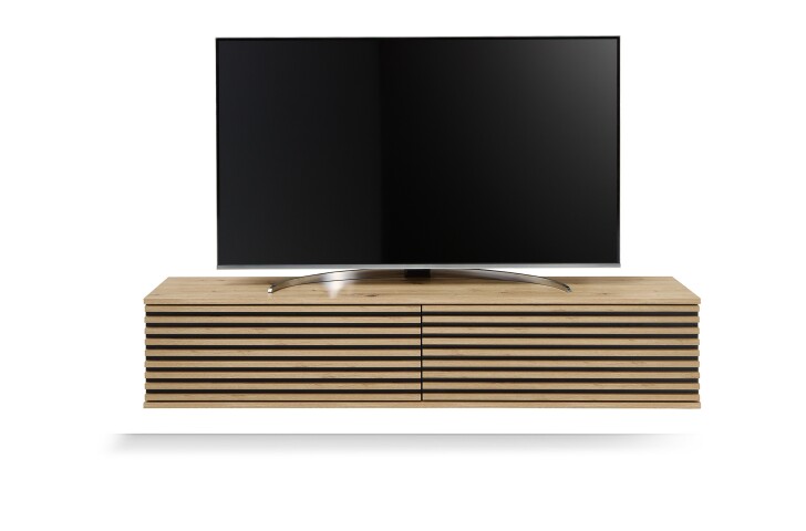 Lowboard >Lorena< stehend / hängend, schwarz, Artisan Eiche Dekor - 160x32x31cm (BxHxT)