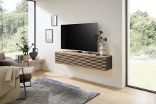 Lowboard >Lorena< stehend / hängend, schwarz, Artisan Eiche Dekor - 160x32x31cm (BxHxT)