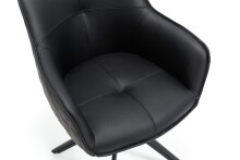 Armlehnstuhl >Emma< (2er Set) drehbar, schwarz mit Leder - 59x82x62 (BxHxT)