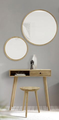 Garderoben-Set >Anacortes< (4-teilig) Konsele, Hocker, 2 Spiegel, in Eiche - 100x190x35 (BxHxT)